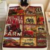 1Pc Tractor Truck Print Flannel Blanket, High quality Comfortable for All Seasons, Home Decor, Warmth and Comfort, Perfect for Christmas Gifts