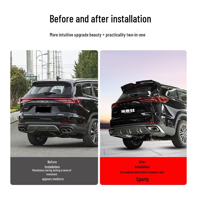 Задний спойлер MC Diffuser для Tiggo 8 Pro/8 Plus Max, глянцевый черный.