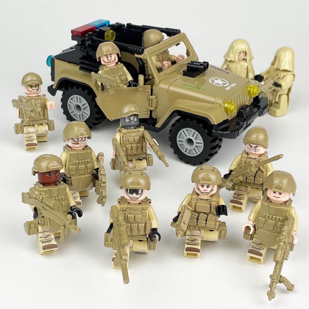 MOC Black SWAT Small Pellet Building Block Doll Police Car Off-road Vehicle Boy Military Set Building Toy