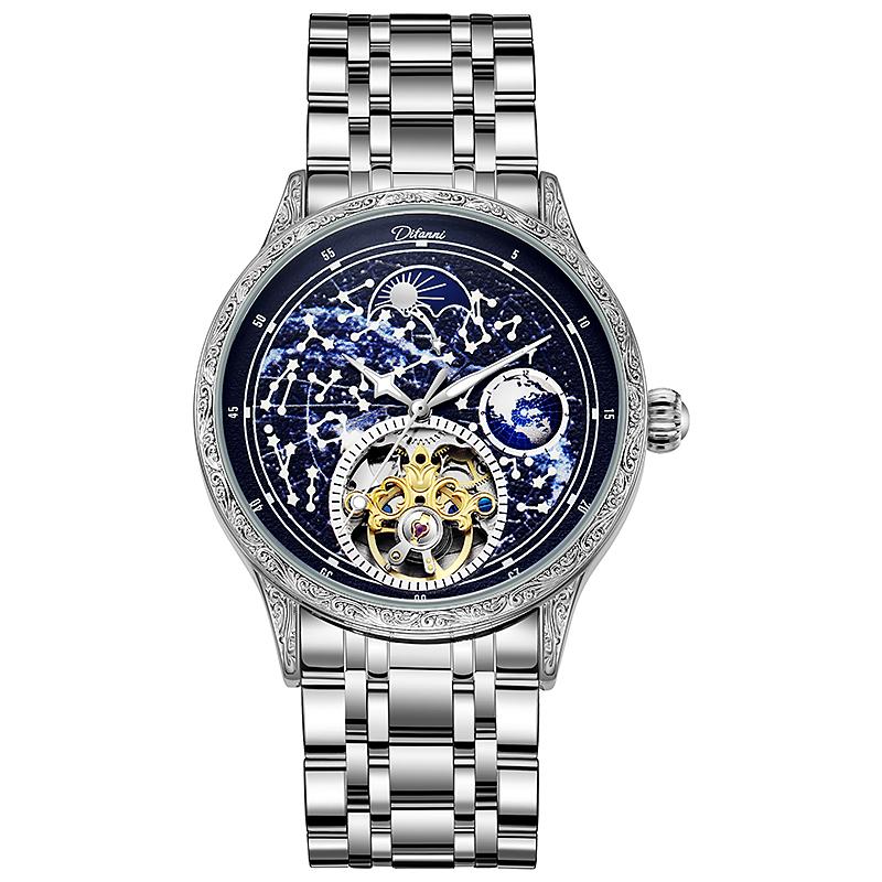 Starry Sky Luminous Tourbillon Mens Watch Top Brand Luxury Automatic Mechanical Watch Men Vintage Moon Phase