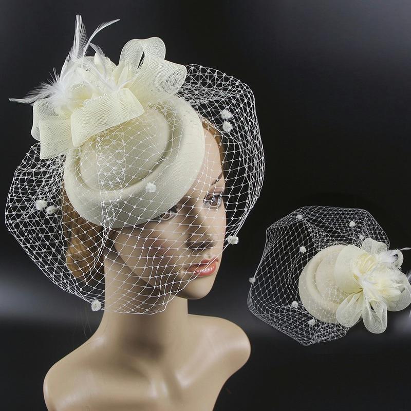 Retro Berets Headband Fascinator Wedding Ascot Hat Hatinator Birdcage Veil