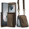 Кожаный чехол-кошелек через плечо для Samsung Galaxy Z Flip 7 fe 6 5 4 3 5G Flip6 Слот для карт Кошелек Тройной складной чехол