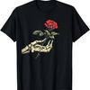 Aesthetic Rose Flower White Skeleton Hand Holding A Red Rose T-Shirt