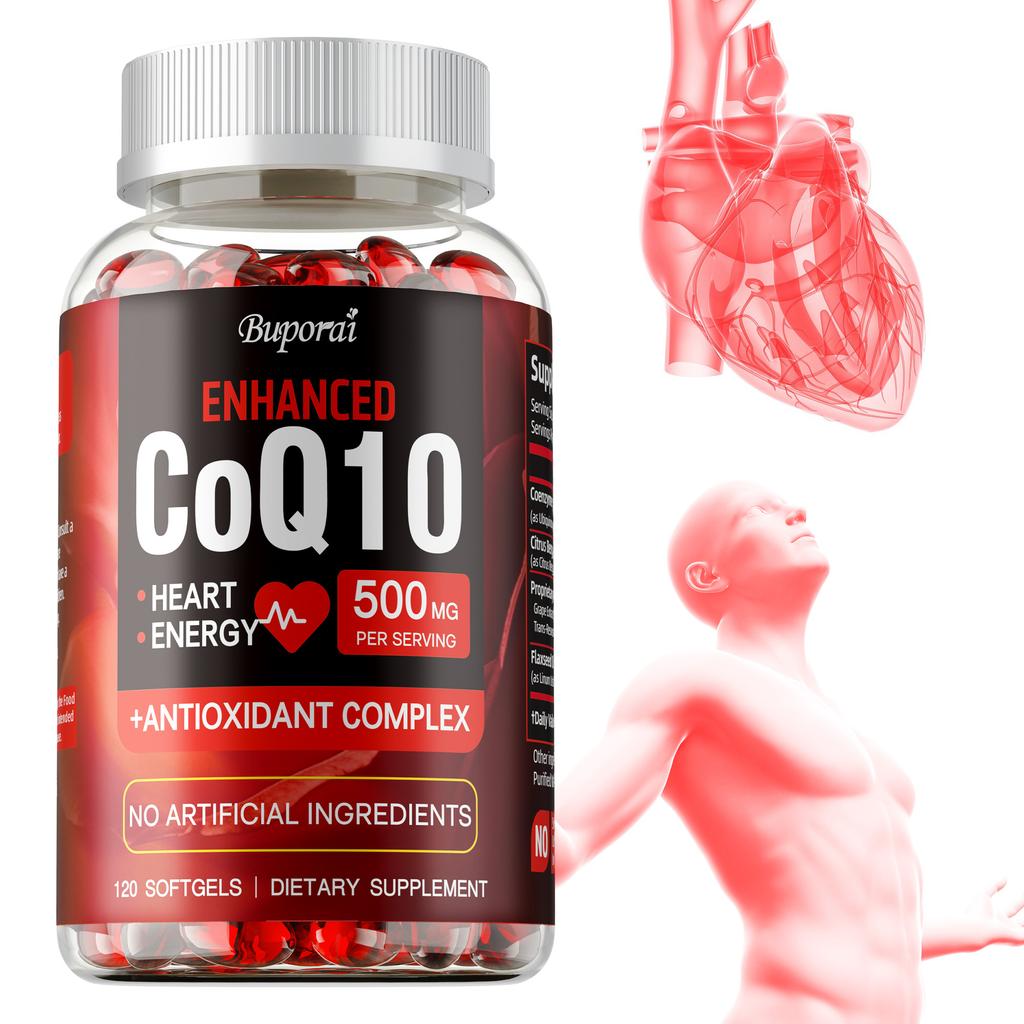 Улучшенный CoQ10, 500 мг на порцию, Антиоксидантный комплекс для поддержки здоровья сердца и повышения выработки энергии, 120 капсул