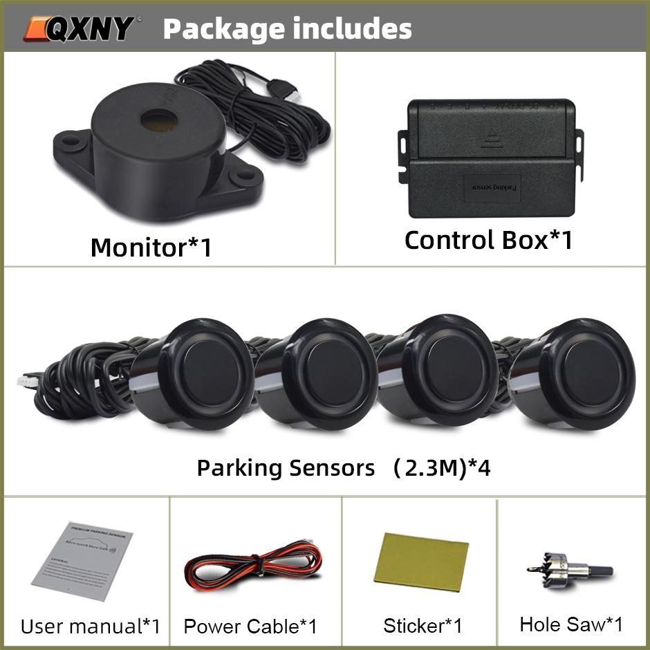 Автомобильный парктроник, радар заднего хода с 4 датчиками парковки, комплект зуммера, звуковая сигнализация, детектор, система заднего вида без дисплея, монитор