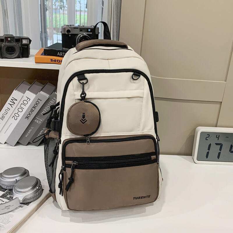 Junior High School Schoolbag Women Large Capacity Backpack Men Color Block Backpack