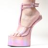Модная FHC 18СМ Женские Голографические Босоножки на Платформе Мужская Фетиш Косплей Летняя Обувь, Открытый Носок, Ремешок с Пряжкой на Щиколотке, Розовый, Индивидуальные Цвета