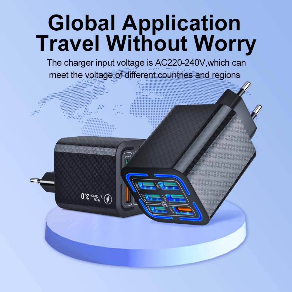 6 портов USB Быстрая зарядка Настенный адаптер Сверхбыстрая зарядка Для iPhone Samsung Xiaomi Oppo