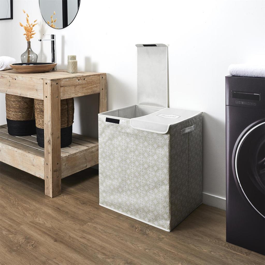 Laundry Basket 50X41X57 Cm Double Gray Fabric Foldable