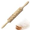 Wooden Christmas Rollers Natural Wood Embossing Rolling Pin for Baking Tool