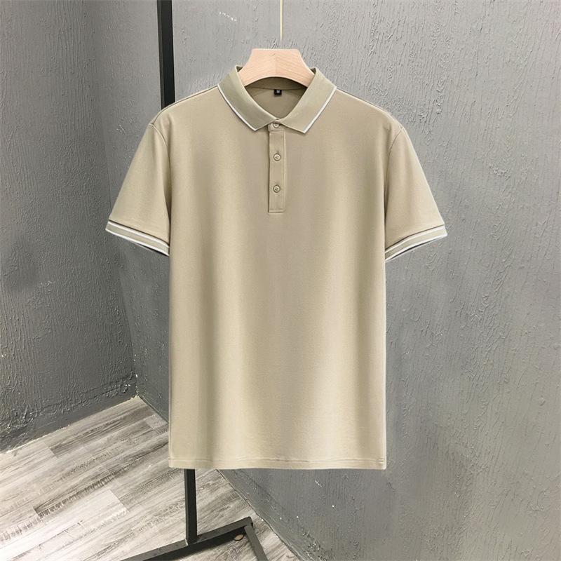 Men's High-End Pearl Ice Silk Polo Shirt, Summer 2023, Short-Sleeved Business Lapel T-Shirt