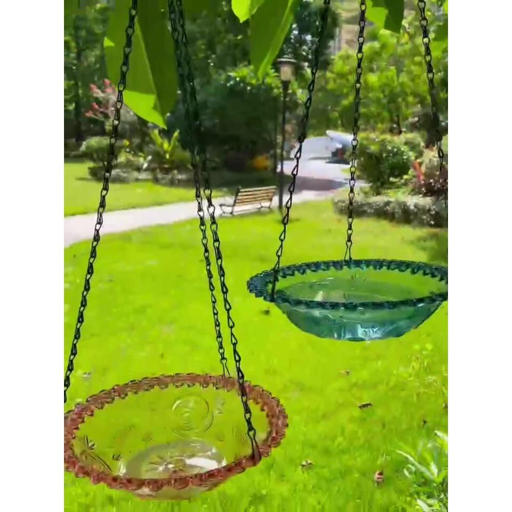 Hanging Bird Feeder Bird Bath Garden Decoration Hummingbird Balcony Single Double Layer Solar Fountain Blue Purple Pink Gray