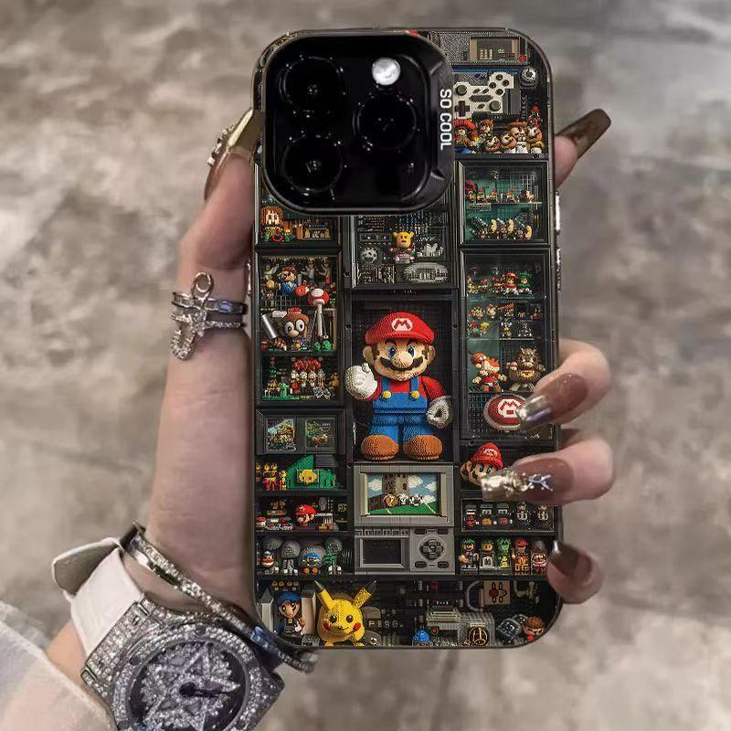Toy Mario compatible cartoon phone case for Apple 17 Air, iPhone 16, new 15 Pro, fun and cute.