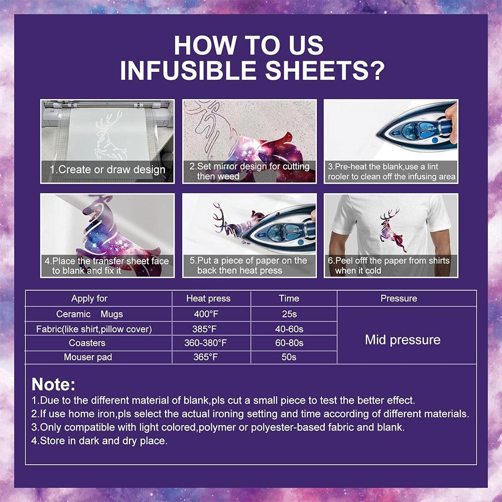Лист для трансфера Galaxy Infusible Ink Сублимационная виниловая печать Кружки Футболки Сумки Подставки для напитков Брелоки Декор для DIY Для вырезания