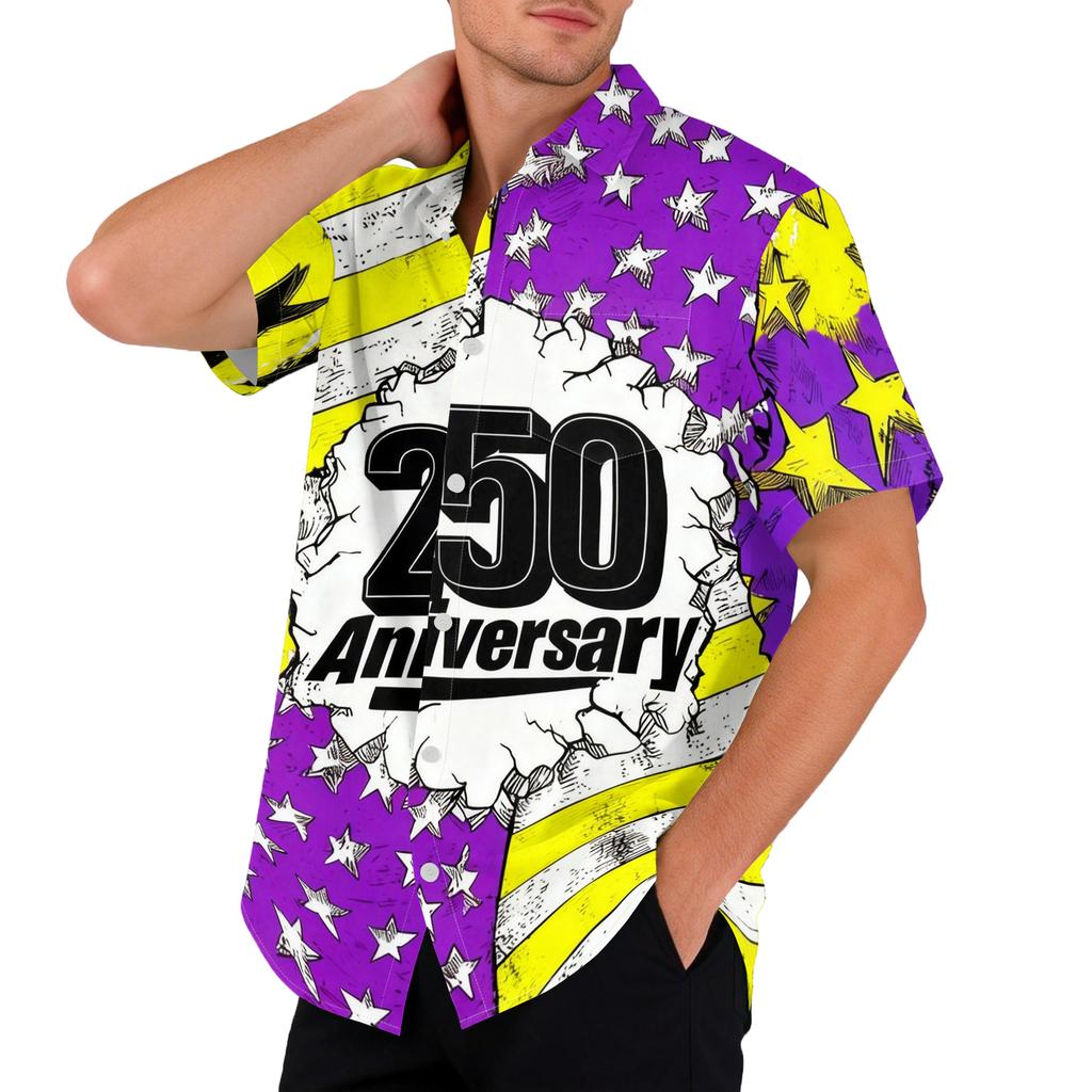 Men's Casual Printed Short Sleeve Open Front Cardigan, Independence Day Festival Tops