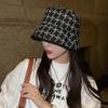 New Hat Women'S Light Luxury Small Fragrant Plaid Bucket Hat Fashion Versatile High Sense Basin Hat