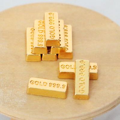 10 шт. Золотые монеты для кукольного домика с высокой степенью снижения, реквизит для стрельбы, имитация творческих слитков для кукольного домика для домашнего хозяйства