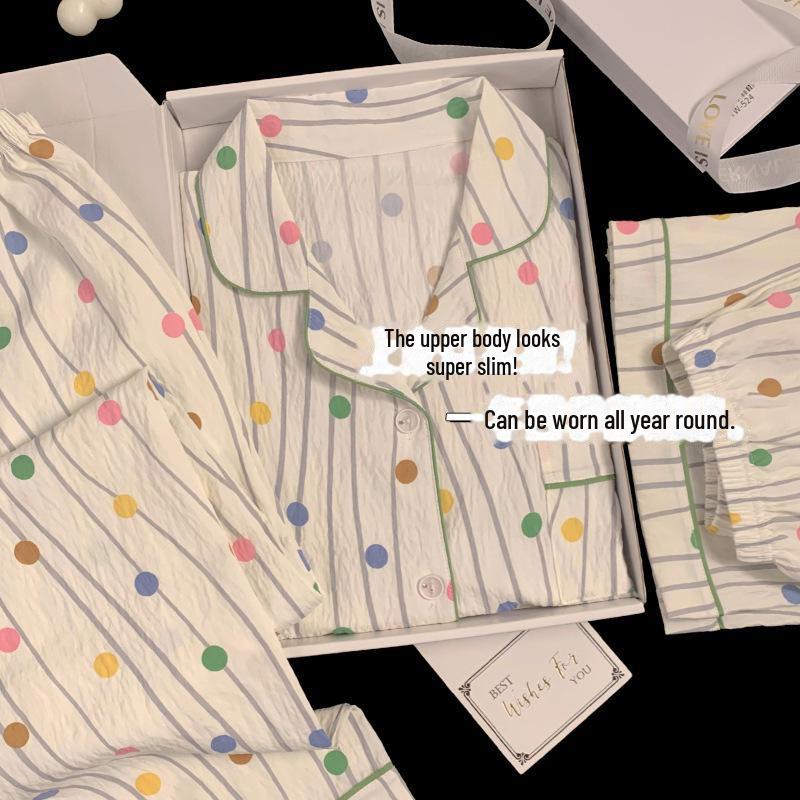 Летняя хлопковая пижама в клетку с цветочным принтом: Женский комплект из трех предметов с коротким рукавом в японском стиле - милая домашняя одежда в стиле интернет-знаменитостей.