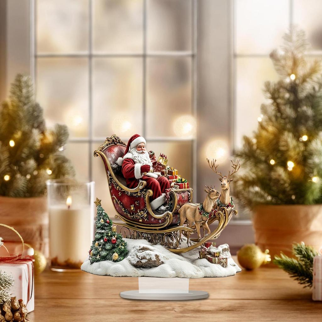 Рождественские центральные элементы для столов 2D Рождественский декор Знак с подставкой Акриловый Санта Клаус Сани Елка Лось Украшение для рабочего места