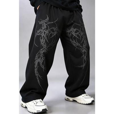Midnight Joggers Мужские спортивные штаны Спортивные штаны с принтом 'Шиповник и крест' Свободные повседневные мужские брюки