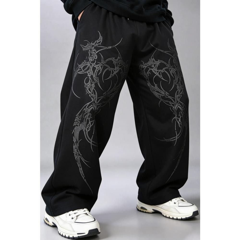 Midnight Joggers Мужские спортивные штаны Спортивные штаны с принтом 'Шиповник и крест' Свободные повседневные мужские брюки