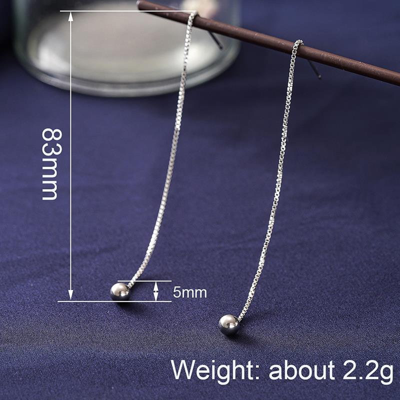 Huitan Women Stainless Steel Drop Earrings Bead Long Chain Gentle Accessories Silver Color/Gold Color Party Wedding Lady JewelryGood product