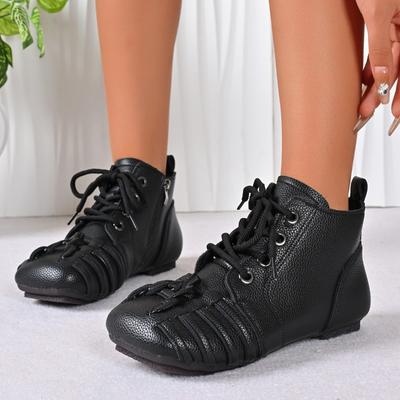 Ботильоны на низком каблуке, с круглым носком, на шнуровке, с боковой молнией, из мягкой кожи, на мягкой подошве, обувь для мам