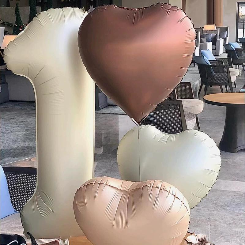 40 Inch Beige Cream Caramel chocolate Color Retro Number Balloon 123456789 for Baby Shower Birthday Party Wedding Decoration