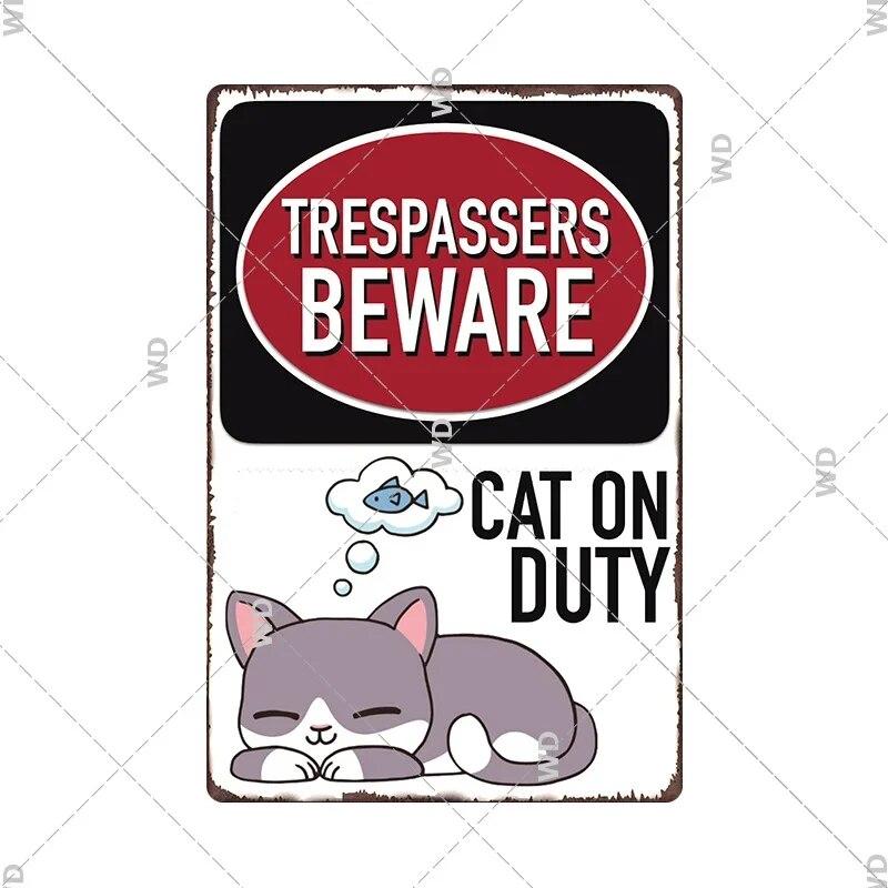 Beware Animals Dog Cat Bull Kraken Chickens Bigfoot Area Retro Tin Sign Caution Decorative Vintage Plaque Metal Poster Decor