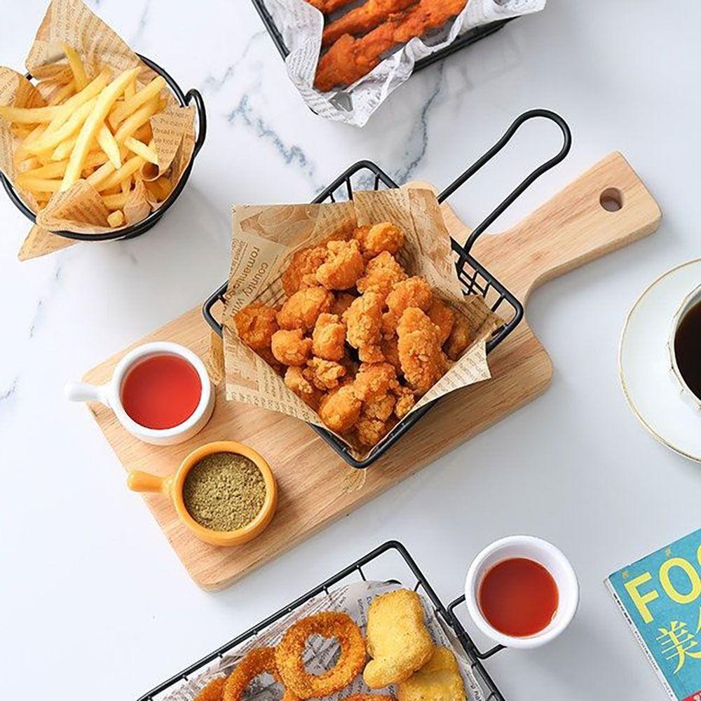 1Pcs New with Handle Fryers Basket Food Storage Container Mesh Net Frying Tray Home BBQ Kitchen Tool Iron French Fries Holder