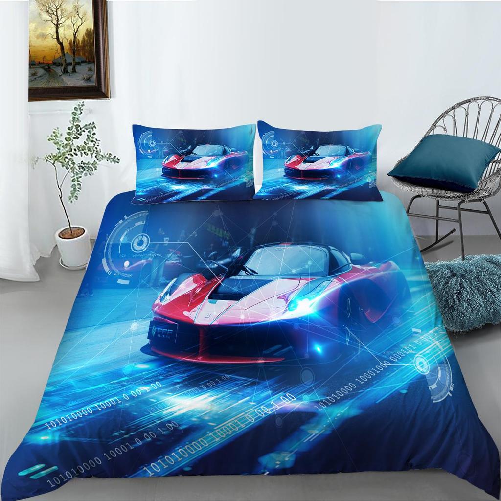 Пододеяльник с 3D принтом автомобиля, мягкий домашний комплект постельного белья King Size, пододеяльник с автомобилями, роскошные комплекты постельного белья для детей-подростков