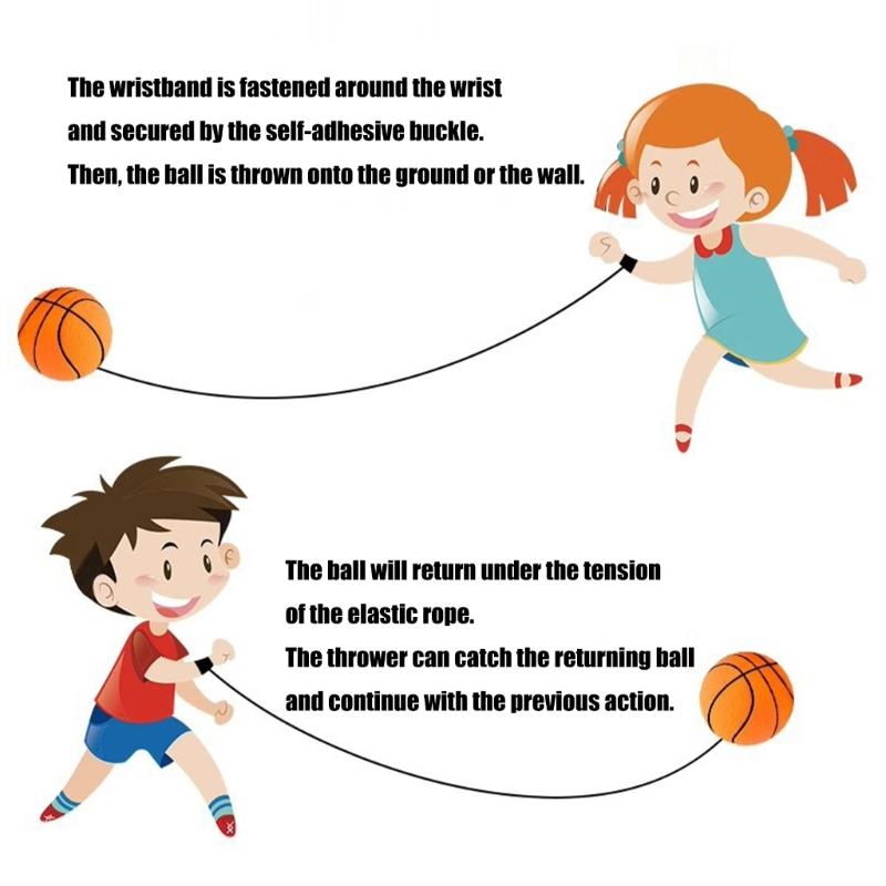 6 шт. Прыгающий мяч Тренажер для силы запястья Напульсники Возвратный футбольный мяч Бейсбол Спортивные шары для запястья для детей и взрослых