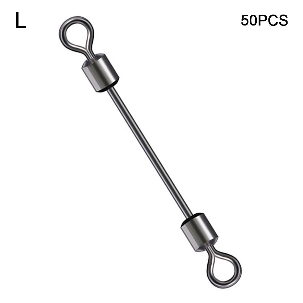 50pcs Bearing Barrel Heavy Duty Ball Stainless Steel Double Rolling Fishing Swivel Connector