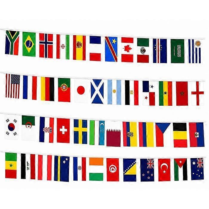 World Cup Football 2026 Flag Garland Banner 15m 48 Flags of Countries 21x14cm [Lot 2] Supporter Decor Phonillico®