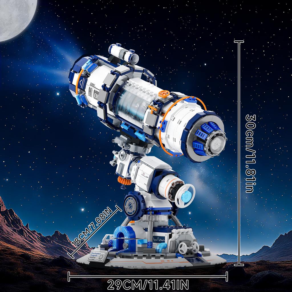 Space Telescope Building Block Set with Lighting, 995 PCS, STEM Birthday Holiday Collectible Gift for Space Enthusiasts, Kid 8+