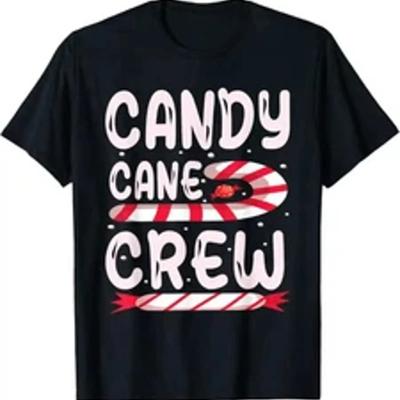 Unisexs Funny Candy Cane Crew Christmas T Shirt 100 180gsm Heavyweight Vintage Stylish Versatile Streetwear Graphic Soft
