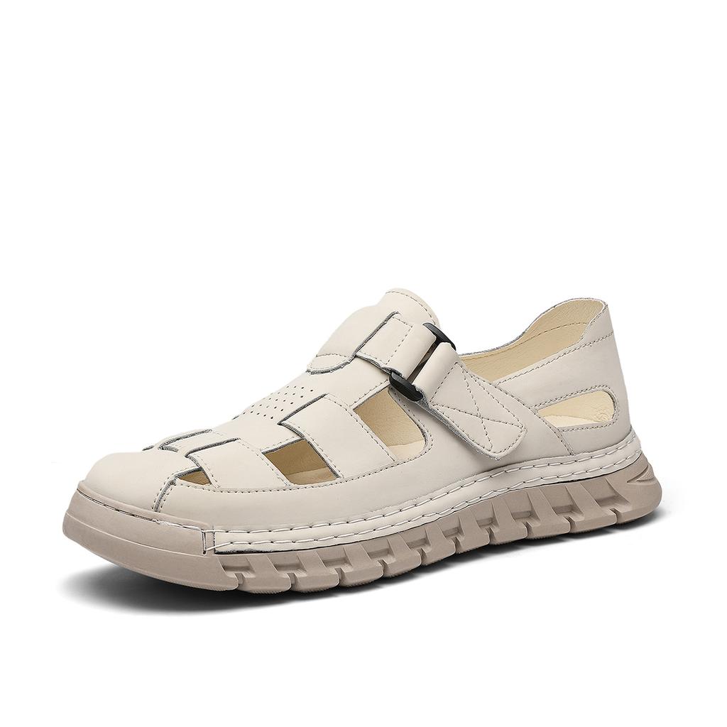 Летние мужские сандалии из натуральной кожи, повседневная обувь с открытым носком, пляжные сандалии