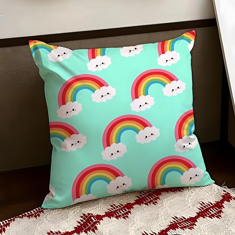 Neon rainbow Cushion Cover Reversible Soft Durable Pillow Cover Home  Car MultiScene Use for Daily Comfort