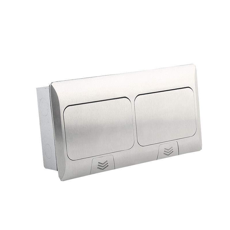 German Standard Multi-functional Pop-up Aluminum Floor Socket with Network and Four-way European Outlets