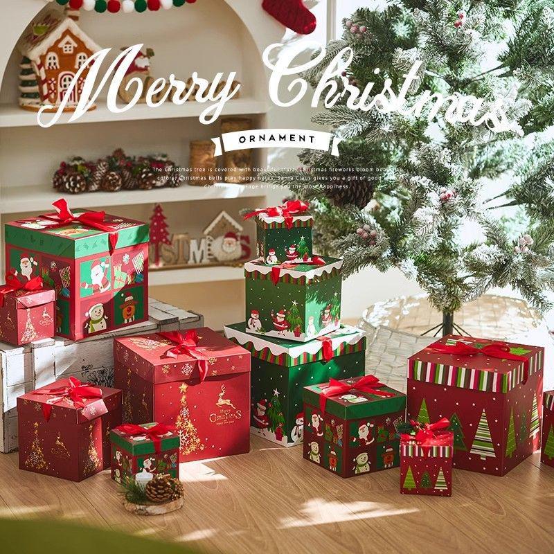 Santa Claus Figurine Christmas Eve Gift Box for Window Decor