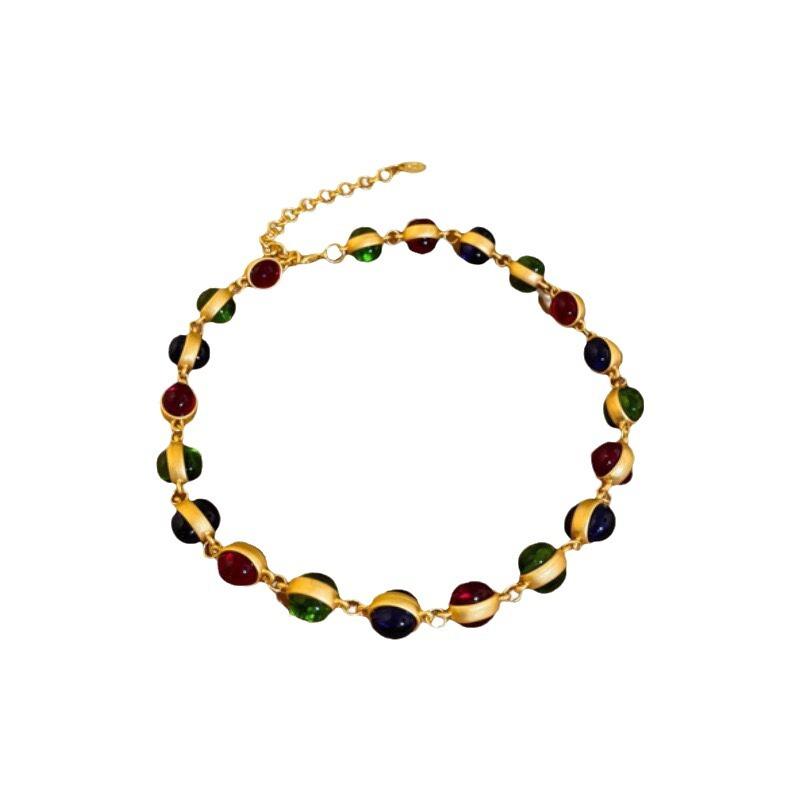 Винтажные круглые цветные глазурованные серьги-колье женские тяжелая промышленность средневековый винтажный нишевый дизайн цепочка на ключицу