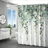 Элегантная водонепроницаемая шторка для душа с дизайном из зелени и водопада – Идеально подходит для придания безмятежного и естественного штриха