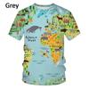 World Map Men's Fashion 3D Printed T-shirt Casual Fun Short Sleeve Novelty Men's Graphic T-shirt Tees Y2k Tops Mens Clothing