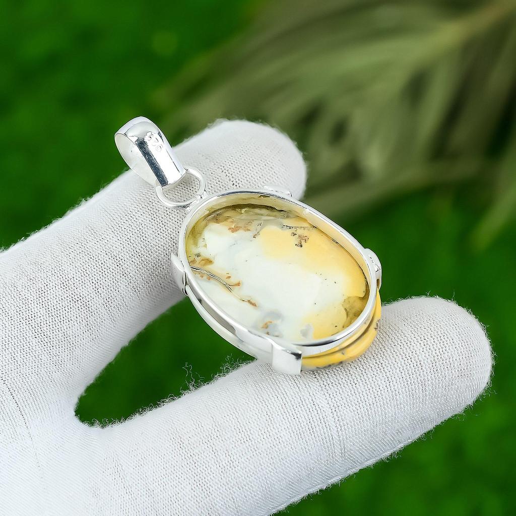 Natural Maligano Jasper Gemstone Pendant 925 Sterling Silver Indian Jewelry
