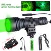 Мощный 500-ярдовый профессиональный охотничий фонарь C8s Green Red с 1 режимом работы, перезаряжаемый через USB-порт + переключатель + крепление + 18650 + зарядное устройство