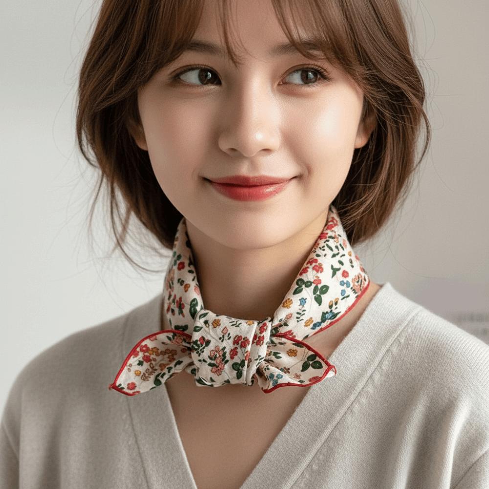 Flower Floral Print Silk Scarf Thin Square Handkerchief All-match Printed Scarves Beach