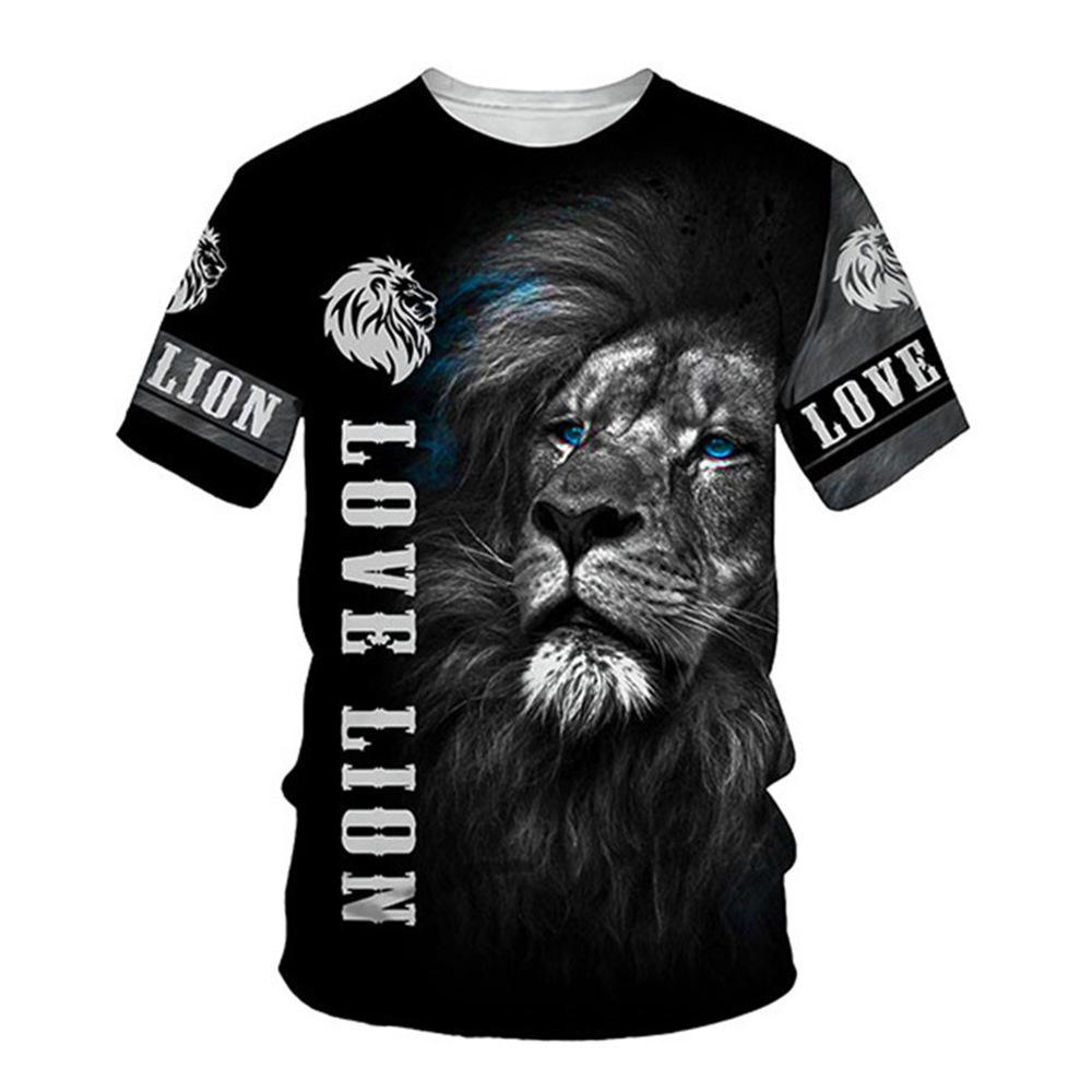 Roaring Lion King Graphic Short Sleeve T-Shirt, Stylish Casual Print Tee