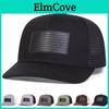 Curved Micro Unisex Bubble Black Fish American Flag Leather Label Adjustable Mesh Baseball Cap Sun Caps Spring Summer Outdoor Sport Travel Hats