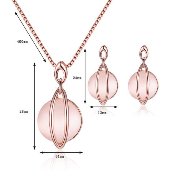 Мода женщин круглый искусственный драгоценный камень кулон ожерелье серьги серьги комплект ювелирных изделий