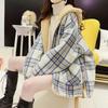 Padded Thickened Jacket Women Winter Casual Versatile Hooded Sweater Plaid Warm Double Loose Tops